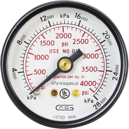 Manom&egrave;tres,  1-1/2", 0 - 4000 psi, Fixation arri&egrave;re, Analogique Moffatt Supply & Specialties