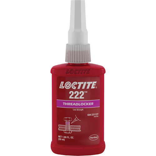 222 Threadlocker, Purple, Low, 50 ml, Bottle Moffatt Supply & Specialties