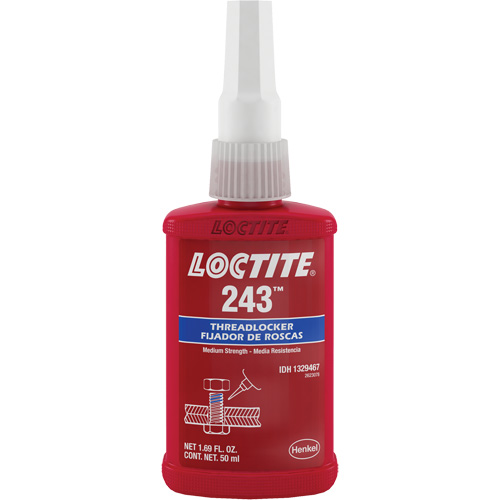 Threadlocker 243 Oil Tolerant, Blue, Medium, 50 ml, Bottle Moffatt Supply & Specialties