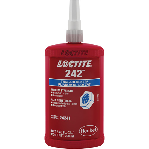 Threadlocker 242 , Blue, Medium, 250 ml, Bottle Moffatt Supply & Specialties