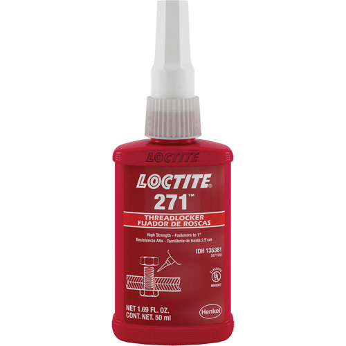 Threadlocker 271 , Red, High, 50 ml, Bottle Moffatt Supply & Specialties