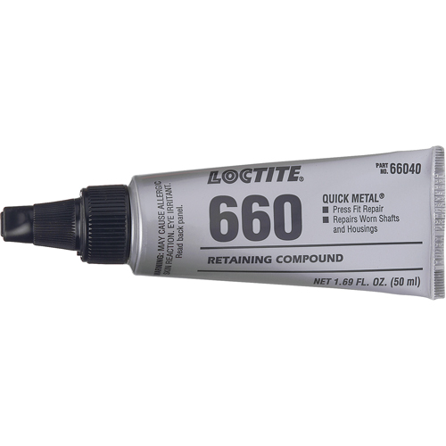 Compos&eacute; de retenue pour r&eacute;paration ajust&eacute; &agrave; la presse Quick Metal 660, 50 ml, Tube, Argent Moffatt Supply & Specialties
