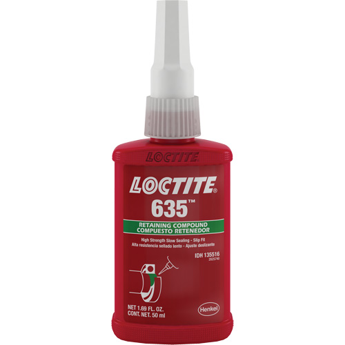 Loctite&reg; 635 Retaining Compound, 50 ml, Bottle, Green Moffatt Supply & Specialties
