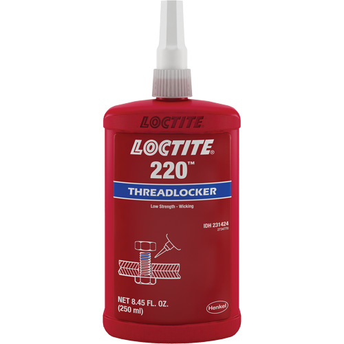 220 Threadlocker, Blue, Medium, 250 ml, Bottle Moffatt Supply & Specialties