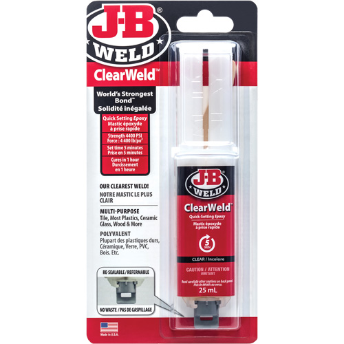 ClearWeld Adhesive, 25 ml, Syringe, Two-Part, Clear Moffatt Supply & Specialties