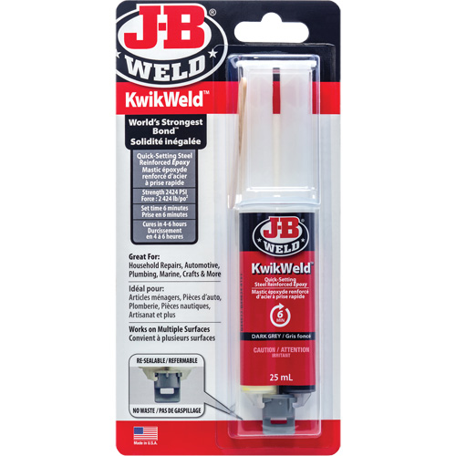 Adh&eacute;sif KwikWeld, 25 ml, Seringue, Deux composants, Gris Moffatt Supply & Specialties