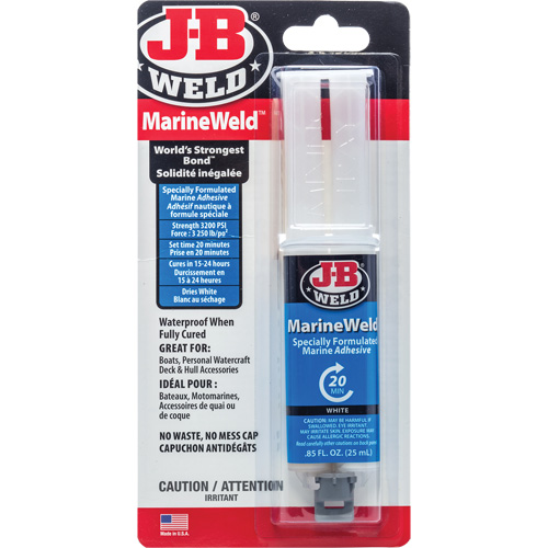 Adh&eacute;sif MarineWeld, 25 ml, Seringue, Deux composants, Blanc Moffatt Supply & Specialties