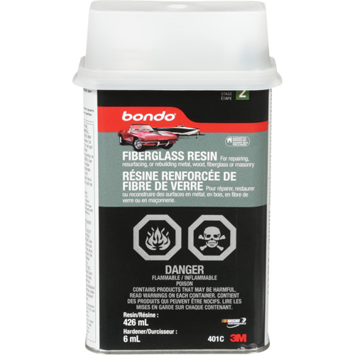 R&eacute;sine de fibre de verre Bondo, Deux composants, 15 oz, Bidon rectangulaire Moffatt Supply & Specialties