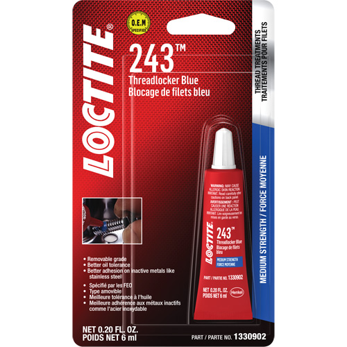 243 Threadlocker, Blue, Medium, 6 ml, Tube Moffatt Supply & Specialties
