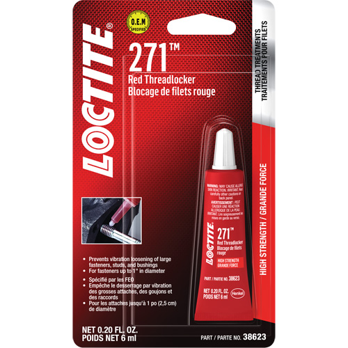 271 Threadlocker, Red, High, 6 ml, Tube Moffatt Supply & Specialties