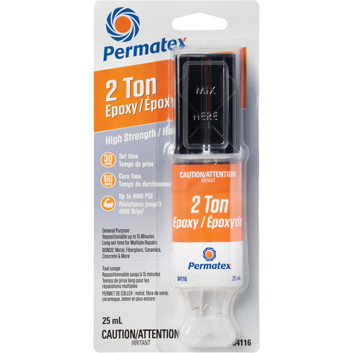 Colle &eacute;poxyde avec capacit&eacute; de 2 tonnes, 25 ml, Seringue, Deux composants, Transparent Moffatt Supply & Specialties