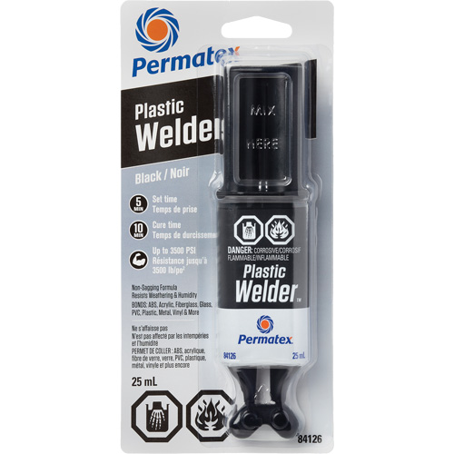 Plastic Welder Epoxy, 25 ml, Syringe, Two-Part, Black Moffatt Supply & Specialties