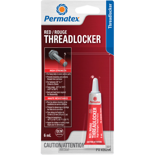 Permanent Strength Threadlocker, Red, High, 6 ml, Tube Moffatt Supply & Specialties
