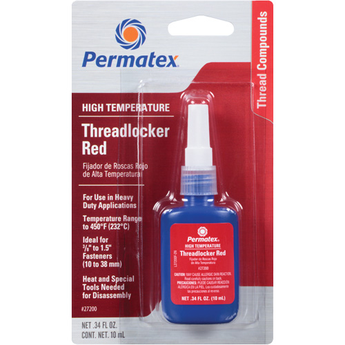 High Temperature Threadlocker, Red, High, 10 ml, Bottle Moffatt Supply & Specialties