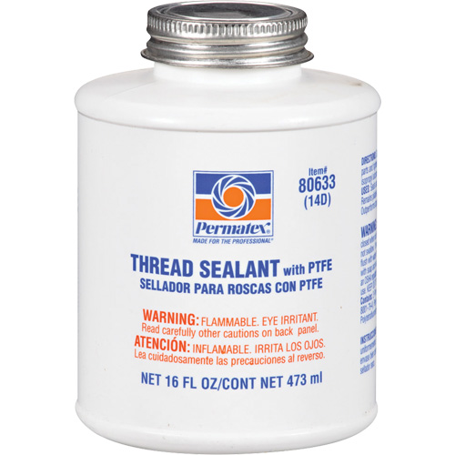 Scellant pour filetage avec PTFE, Canette &agrave; dessus brosse, 473 ml, -54° C - 149° C/-65° F - 300° F Moffatt Supply & Specialties