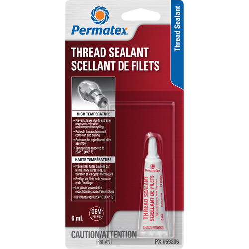 Scellant pour filetage haute temp&eacute;rature, Tube, 6 ml, -54° C - 204° C/-65° F - 400° F Moffatt Supply & Specialties