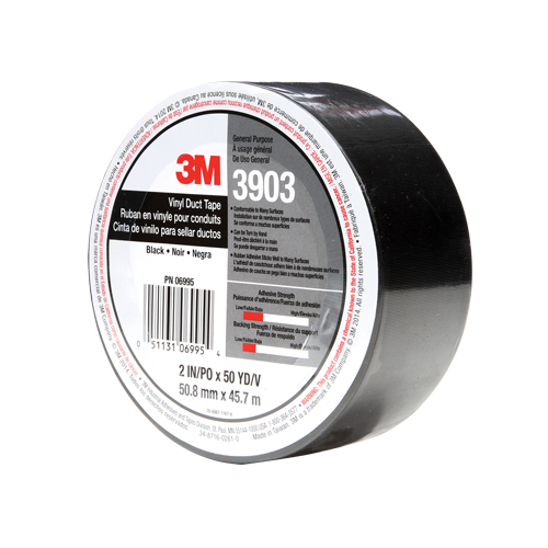 Rubans adh&eacute;sifs en vinyle 3903, 1245 mm (49") la x 46 m (151') lo, 6,5 mils, Noir Moffatt Supply & Specialties