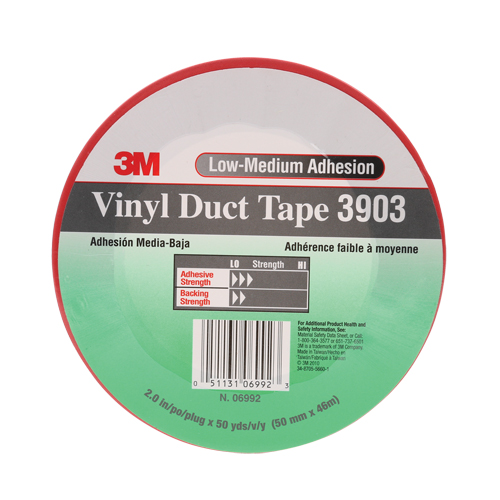 Rubans adh&eacute;sifs en vinyle 3903, 48 mm (2") la x 46 m (151') lo, 6,5 mils, Rouge Moffatt Supply & Specialties