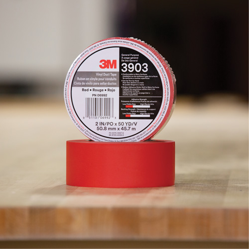 3903 Vinyl Duct Tape, 48 mm (2") W x 46 m (151') L, 6.5 mils, Red Moffatt Supply & Specialties