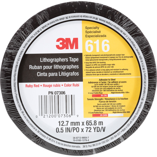 Ruban pour lithographe 616, 12,7 mm (1/2") x 66 m (216'), Rouge Moffatt Supply & Specialties