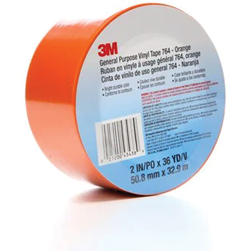 764 General-Purpose Vinyl Tape, 50.8 mm (2") W x 32.9 m (108') L, 5 mils, Orange Moffatt Supply & Specialties