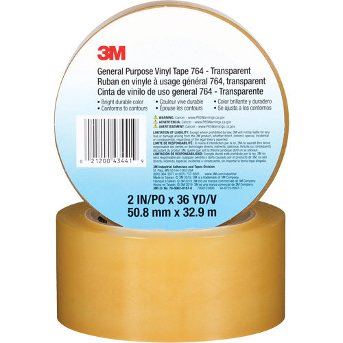 Ruban en vinyle pour travaux g&eacute;n&eacute;raux 764, 50,8 mm (2") la x 32,9 m (108') lo, 5 mils, Transparent Moffatt Supply & Specialties