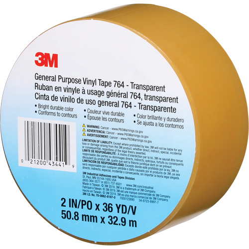 764 General-Purpose Vinyl Tape, 50.8 mm (2") W x 32.9 m (108') L, 5 mils, Clear Moffatt Supply & Specialties