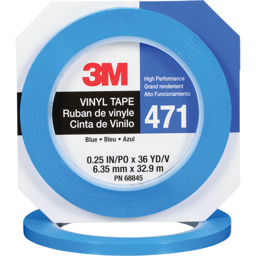 Ruban en vinyle 471, 6 mm (1/4") la x 32,9 m (108') lo, 5,3 mils, Bleu Moffatt Supply & Specialties