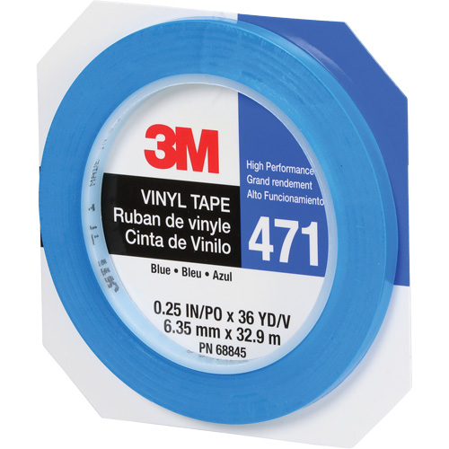 Ruban en vinyle 471, 6 mm (1/4") la x 32,9 m (108') lo, 5,3 mils, Bleu Moffatt Supply & Specialties