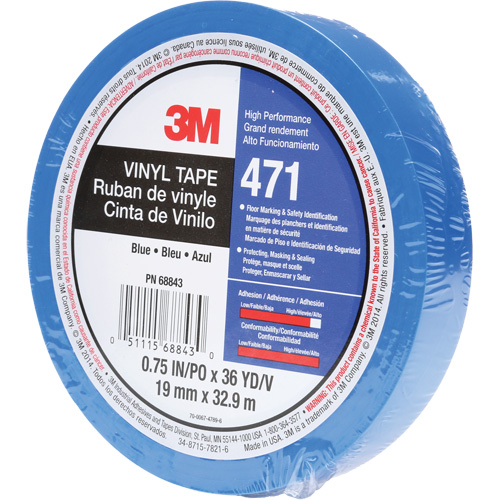 Ruban en vinyle 471, 19 mm (3/4") la x 32,9 m (108') lo, 5,3 mils, Bleu Moffatt Supply & Specialties