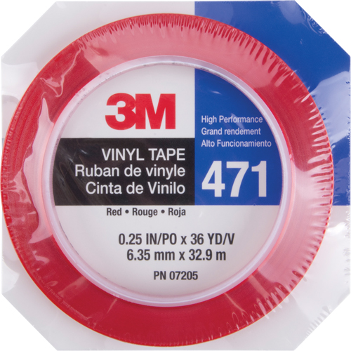 471 Vinyl Tape, 6 mm (1/4") W x 32.9 m (108') L, 5.3 mils, Red Moffatt Supply & Specialties