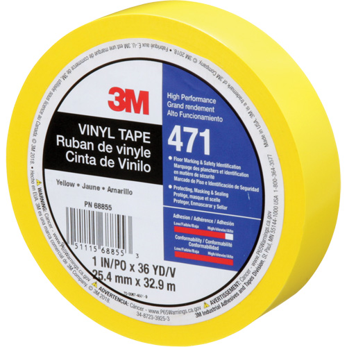 Ruban en vinyle 471, 25,4 mm (1") la x 32,9 m (108') lo, 5,3 mils, Jaune Moffatt Supply & Specialties
