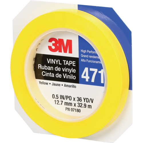 Ruban en vinyle 471, 12 mm (1/2") la x 32,9 m (108') lo, 5,2 mils, Jaune Moffatt Supply & Specialties