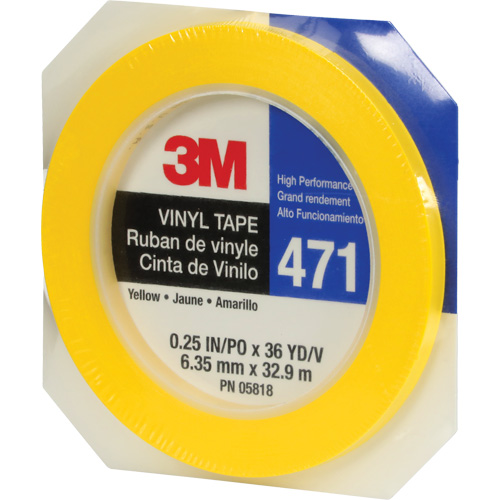 Ruban en vinyle 471, 6 mm (1/4") la x 32,9 m (108') lo, 5,2 mils, Jaune Moffatt Supply & Specialties
