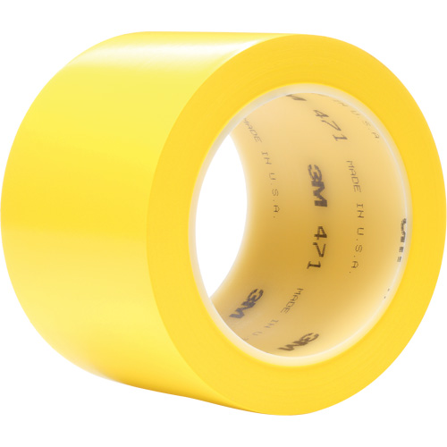 471 Vinyl Tape, 76.2 mm (3") W x 32.9 m (108') L, 5.2 mils, Yellow Moffatt Supply & Specialties