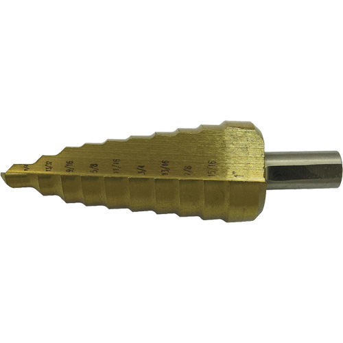 Foret &eacute;tag&eacute; &agrave; 9 &eacute;tages de qualit&eacute; sup&eacute;rieure Jet-Kut, 1/4" - 3/4", Incr&eacute;ments de 1/16", Acier rapide Moffatt Supply & Specialties