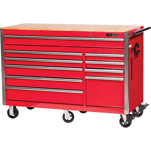 PRC5610 Armoire &agrave; rouleaux s&eacute;rie Pro, 10 tiroirs, 55-9/10" la x 24-1/10" p x 39-7/10" h, Rouge Moffatt Supply & Specialties