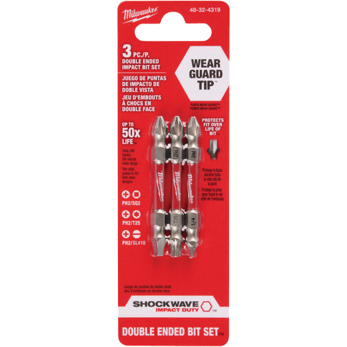 Impact Double-Ended Bit Set, 3 Pcs., Phillips/Slotted/Square/Torx&reg; Moffatt Supply & Specialties