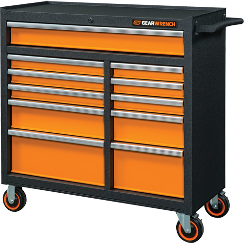 Armoire roulante pour outils s&eacute;rie GSX, 11 tiroirs, 41" la x 18-1/5" p x 41-1/2" h, Noir/Orange Moffatt Supply & Specialties