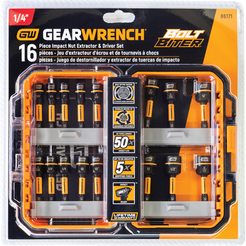 Bolt Biter Nut Extractor & Driver Set, 16 Pcs., Non Magnetic, Metric & Imperial Moffatt Supply & Specialties