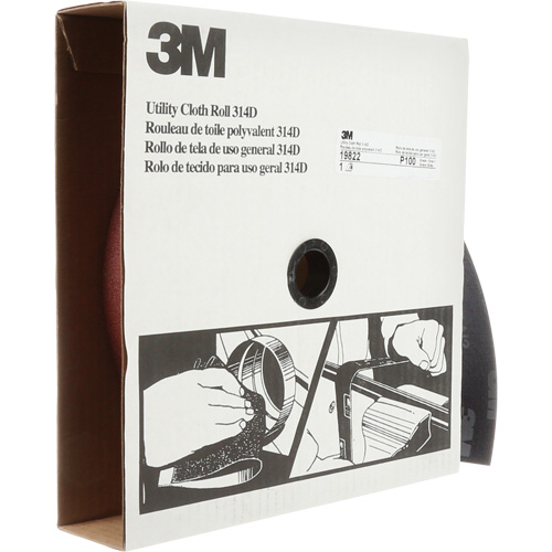 Rouleau de toile abrasive utilitaire 314D, 2" la x 150' lo, Grain 100J Moffatt Supply & Specialties