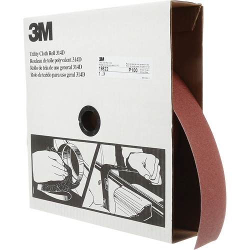 Rouleau de toile abrasive utilitaire 314D, 2" la x 150' lo, Grain 100J Moffatt Supply & Specialties
