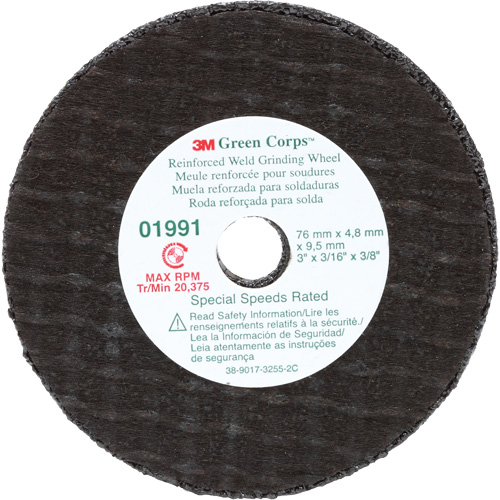 Green Corps Cut-Off Wheel, 3" x 0.188", 3/8" Arbor, Type 1, Aluminum Oxide, 35000 RPM Moffatt Supply & Specialties