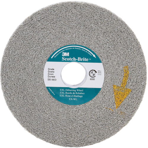 Meules d'&eacute;barbage EXL Scotch-Brite, 6" x 1", Arbre de 1", Oxyde d'aluminium Moffatt Supply & Specialties
