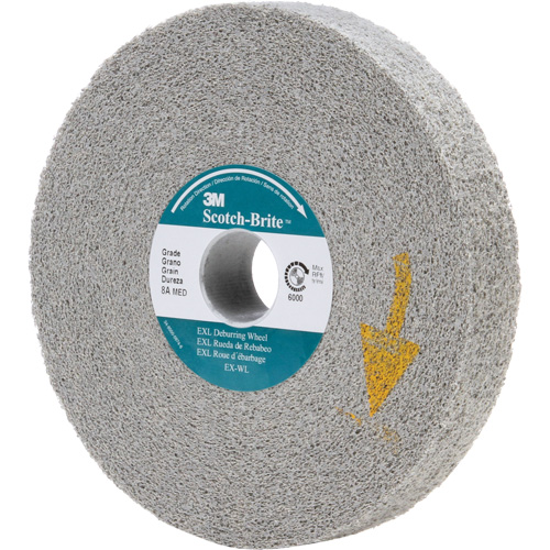Meules d'&eacute;barbage EXL Scotch-Brite, 6" x 1", Arbre de 1", Oxyde d'aluminium Moffatt Supply & Specialties