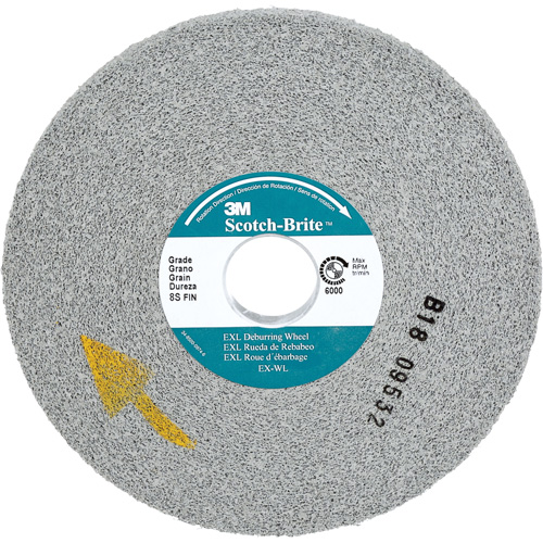 Scotch-Brite EXL Deburring Wheel, 6" x 1/2", 1" Arbor, Silicon Carbide Moffatt Supply & Specialties