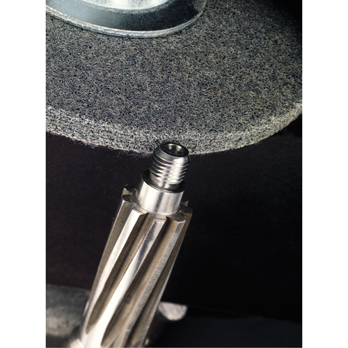 Meules homog&egrave;nes d'&eacute;barbage EXL Scotch-Brite, 1" x 1", Arbre de 3/16", Grain de 2A, Oxyde d'aluminium Moffatt Supply & Specialties