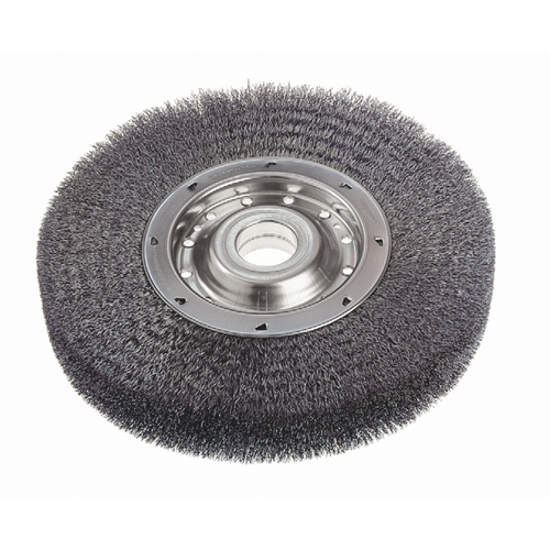 Crimped Wire Wheel Brushes - Wide Face, 6" Dia., 0.0118" Fill, 2" Arbor Moffatt Supply & Specialties