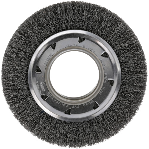 Crimped Wire Wheel Brush - Medium Face, 4-1/4" Dia., 0.012 Fill, 2" Arbor Moffatt Supply & Specialties