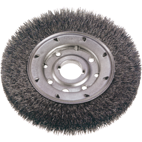 Crimped Wire Wheel Brushes - Medium Face, 8" Dia., 0.0118" Fill, 2" Arbor Moffatt Supply & Specialties